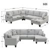 Modern U Shape Sectional Sofa, 7 Seat Fabric Sectional Sofa Set with 3 Pillows Included for Living Room, Apartment, O