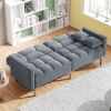 Linen Upholstered Modern Convertible Folding Futon Sofa Bed for Compact Living Space; Apartment; Dorm