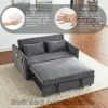 Convertible Sofa Bed, 3-in-1 Versatile Velvet Double Sofa with Pullout Bed, Seat with Adjustable Backrest, Lumbar Pillows, and Living Room Side Pocket