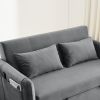 Convertible Sofa Bed, 3-in-1 Versatile Velvet Double Sofa with Pullout Bed, Seat with Adjustable Backrest, Lumbar Pillows, and Living Room Side Pocket