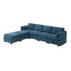 Chenille Modular Sectional Sofa,U Shaped Couch with Adjustable Armrests and Backrests,6 Seat Reversible Sofa Bed with