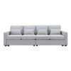 4-Seater Modern Linen Fabric Sofa with Armrest Pockets and 4 Pillows,Minimalist Style Couch for Living Room, Apartment, Of