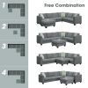 [VIDEO provided] 112*87" Sectional Sofa Couches Living Room Sets, 7 Seats Modular Sectional Sofa with Ottoman, L Shape Fabric Sofa Corner Couch Set wi