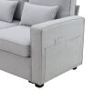 4-Seater Modern Linen Fabric Sofa with Armrest Pockets and 4 Pillows,Minimalist Style Couch for Living Room, Apartment, Of