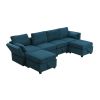 Chenille Modular Sectional Sofa,U Shaped Couch with Adjustable Armrests and Backrests,6 Seat Reversible Sofa Bed with