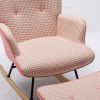 35.5 inch Rocking Chair, Soft Houndstooth Fabric Leather Fabric Rocking Chair for Nursery, Comfy Wingback Glider Rocker with Safe Solid Wood Base for