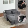 Convertible Sofa Bed, 3-in-1 Versatile Velvet Double Sofa with Pullout Bed, Seat with Adjustable Backrest, Lumbar Pillows, and Living Room Side Pocket