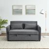 Convertible Sofa Bed, 3-in-1 Versatile Velvet Double Sofa with Pullout Bed, Seat with Adjustable Backrest, Lumbar Pillows, and Living Room Side Pocket