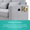 4-Seater Modern Linen Fabric Sofa with Armrest Pockets and 4 Pillows,Minimalist Style Couch for Living Room, Apartment, Of