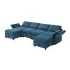 Chenille Modular Sectional Sofa,U Shaped Couch with Adjustable Armrests and Backrests,6 Seat Reversible Sofa Bed with