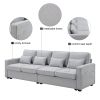 4-Seater Modern Linen Fabric Sofa with Armrest Pockets and 4 Pillows,Minimalist Style Couch for Living Room, Apartment, Of