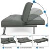 LuxuryGoods Modern Faux Leather Futon with Cupholders and Pillows