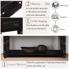 Light Luxury Retro Sofa Table with outlets, 54 inch pine wood console table with 2 Power Outlets and 2 USB Ports for entryway/hallway/ living room wit