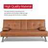 LuxuryGoods Modern Faux Leather Futon with Cupholders and Pillows