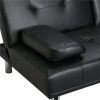 LuxuryGoods Modern Faux Leather Futon with Cupholders and Pillows